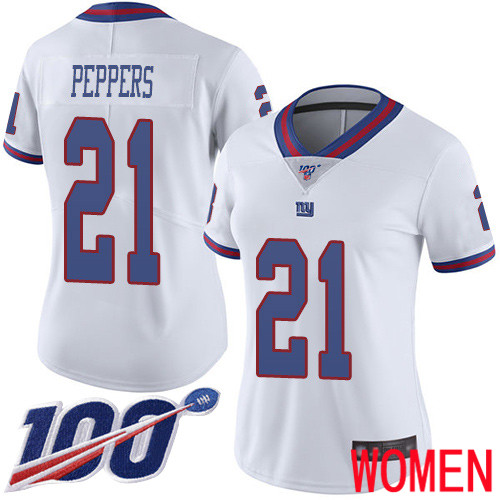 Women New York Giants #21 Jabrill Peppers Limited White Rush Vapor Untouchable 100th Season Football NFL Jersey->new york giants->NFL Jersey